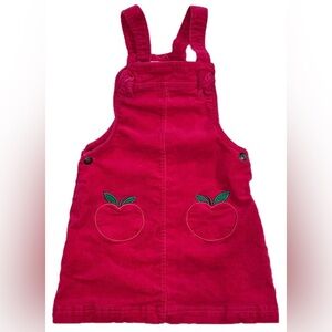 Kids Isaac Mizrahi Red Apple Corduroy Jumper Dress 4T Novelty AS IS READ